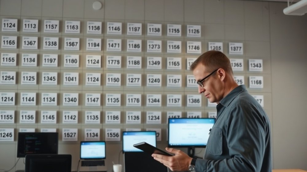 A storekeeper scanning an asset tag with a phone as equipment is issued from a store.